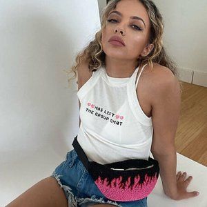 Skinnydip x Jade Thirlwall fitted tank with group chat print in rib